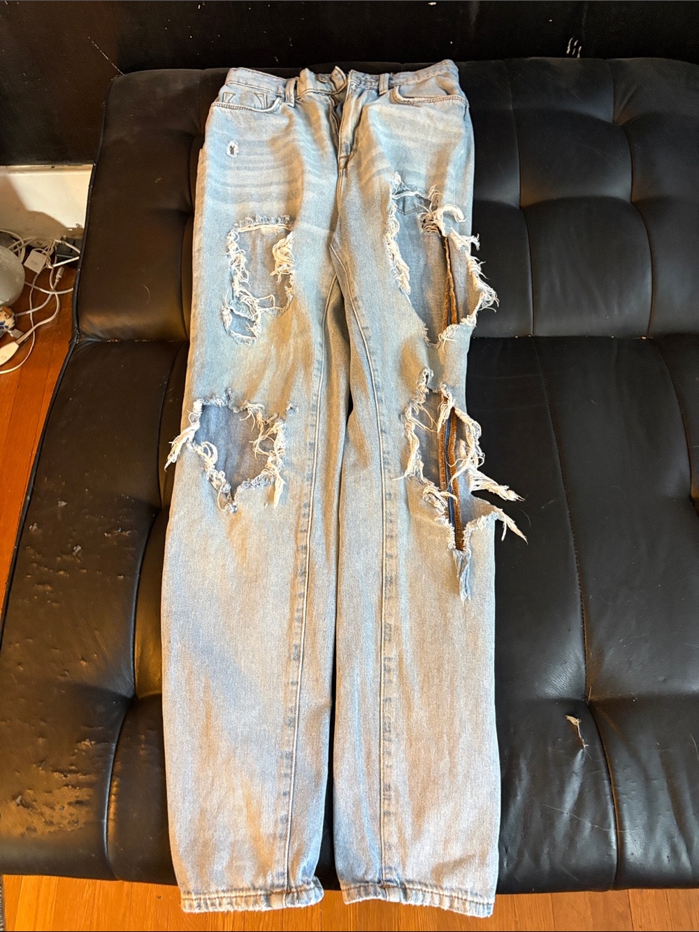 BDG Light Wash Distressed Straight Leg Jeans